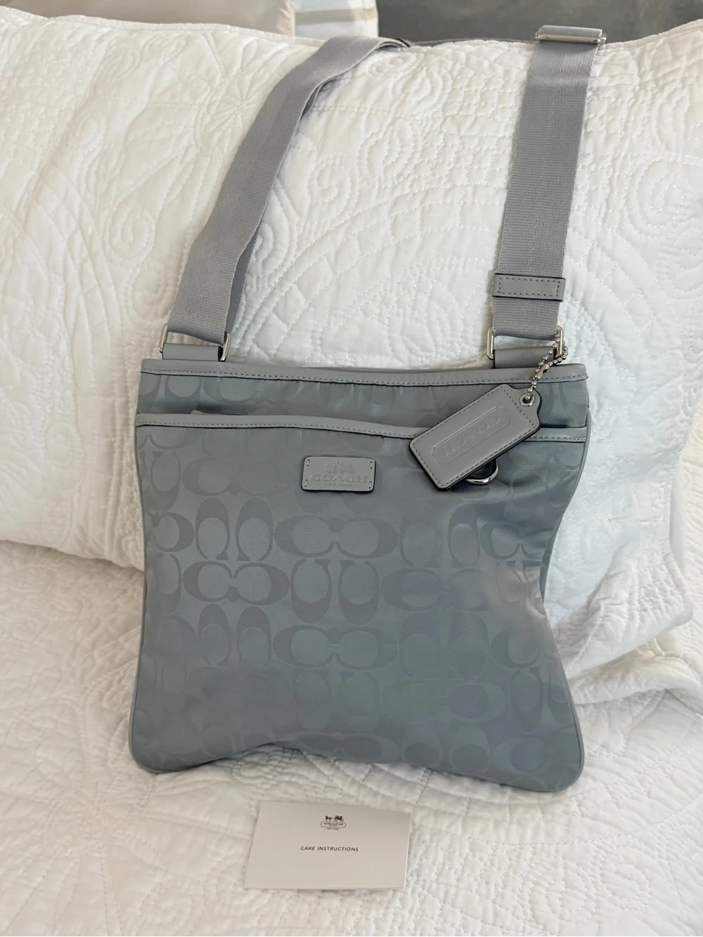 Coach Gray Signature Crossbody Bag with Adjustable Strap